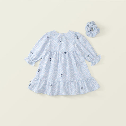 Girls' Floral Bow Dress & Scrunchie Set - K6136260