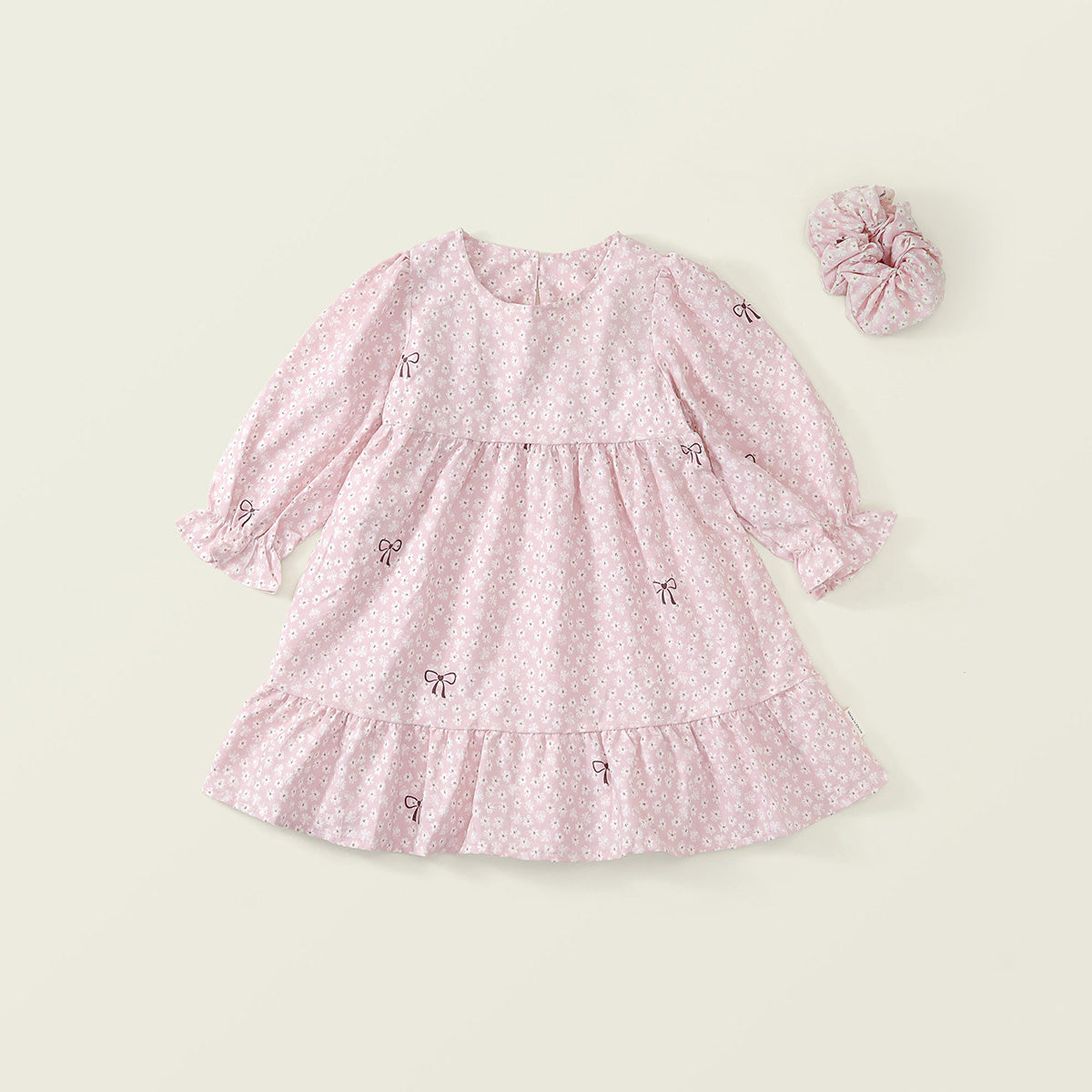 Girls' Floral Bow Dress & Scrunchie Set - K6136260