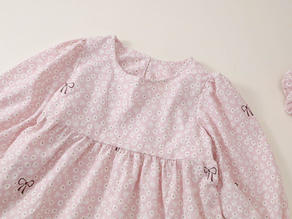 Girls' Floral Bow Dress & Scrunchie Set - K6136260