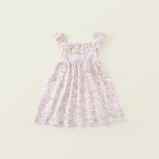 Girls' Floral Ruffle-Shoulder Summer Dress -K6126297