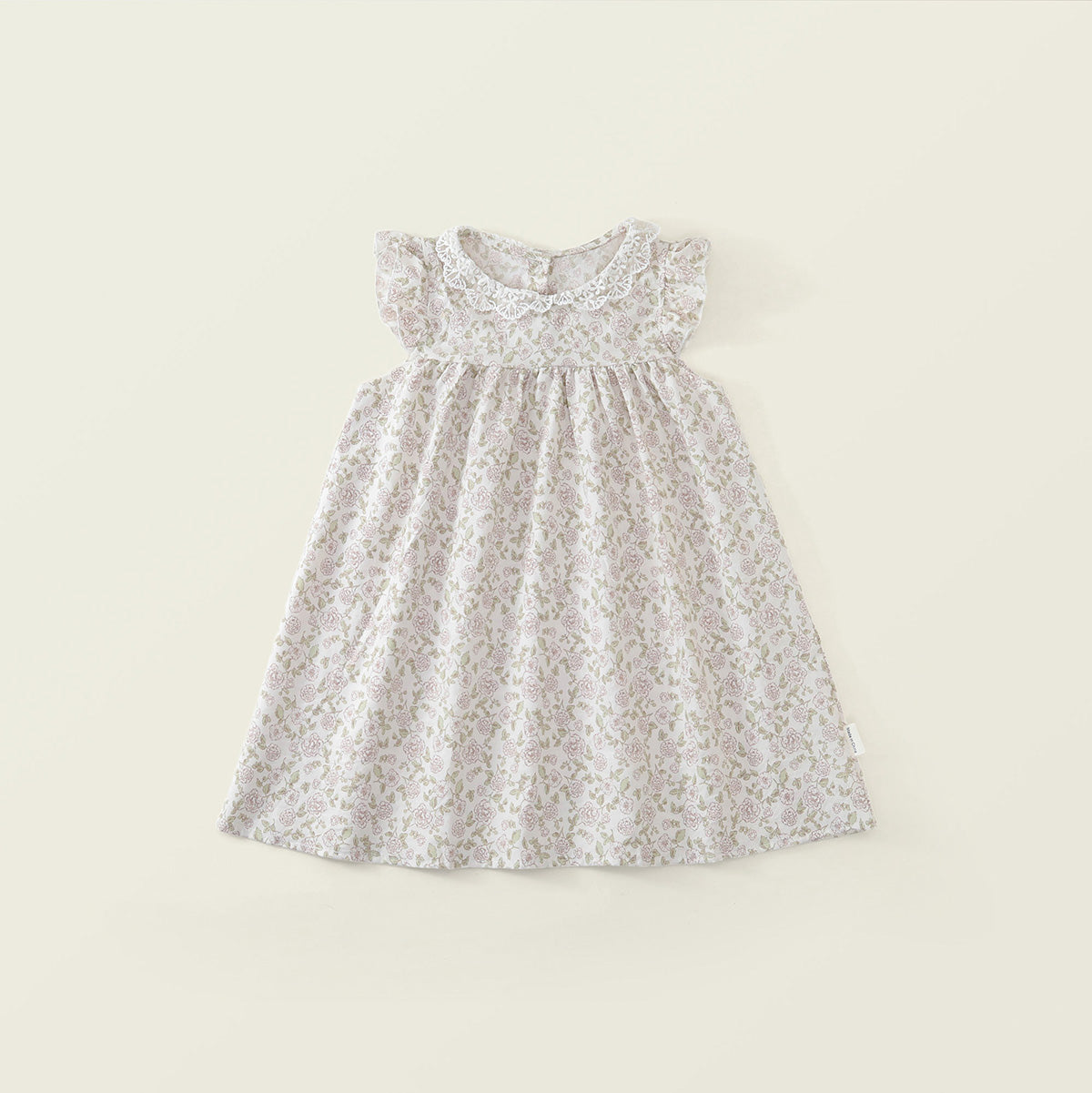 Girls' Floral Ruffle-Neck A-Line Summer Dress - K6126294