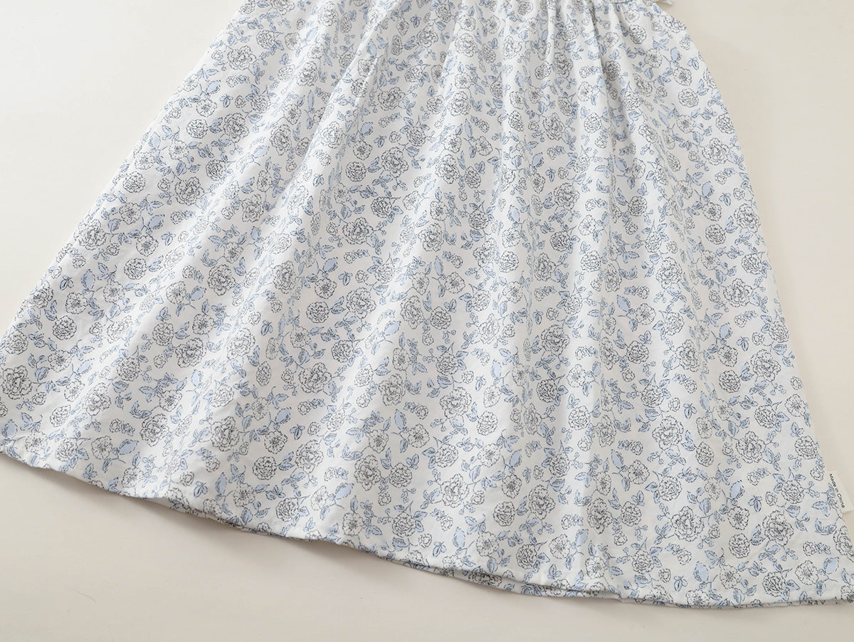 Girls' Floral Ruffle-Neck A-Line Summer Dress - K6126294