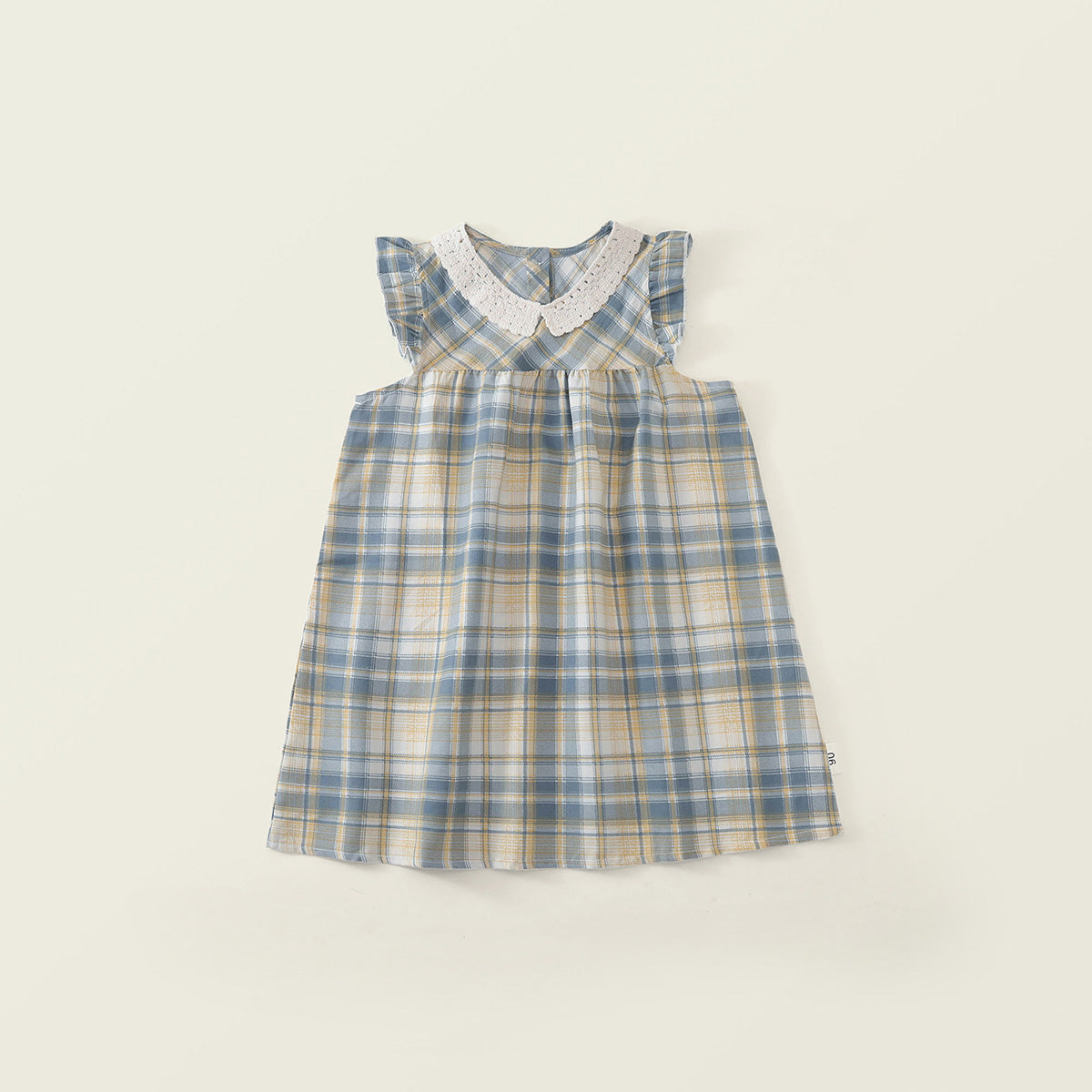 Girls' Plaid Sleeveless Dress with Lace Collar -K6126310