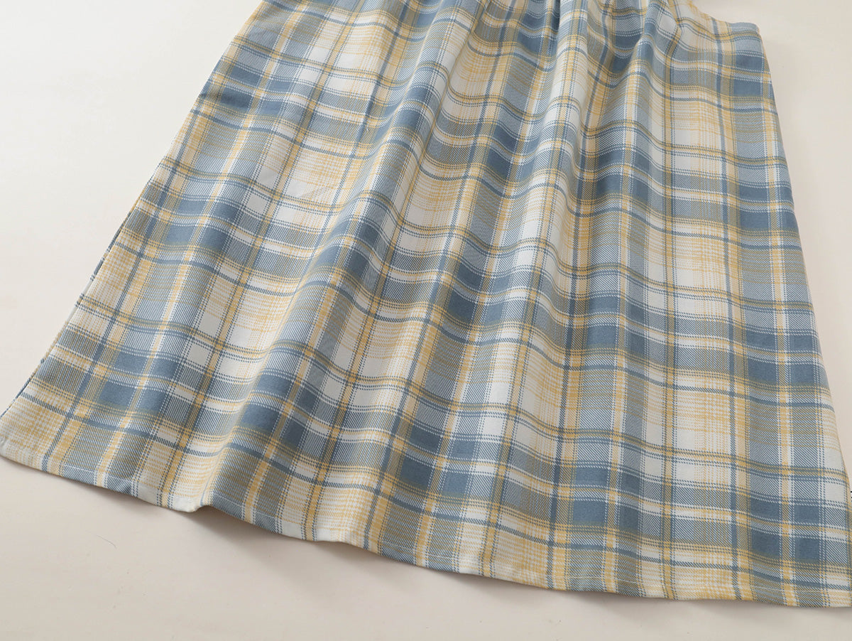 Girls' Plaid Sleeveless Dress with Lace Collar -K6126310