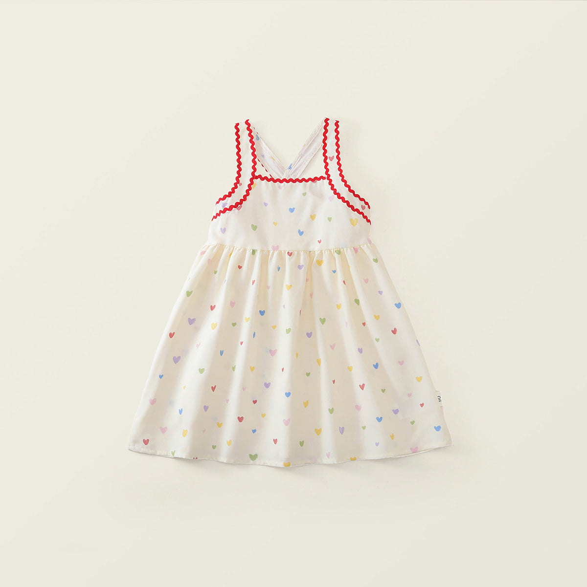 Girls' Heart Print Cross-Back Summer Dress -K6126289