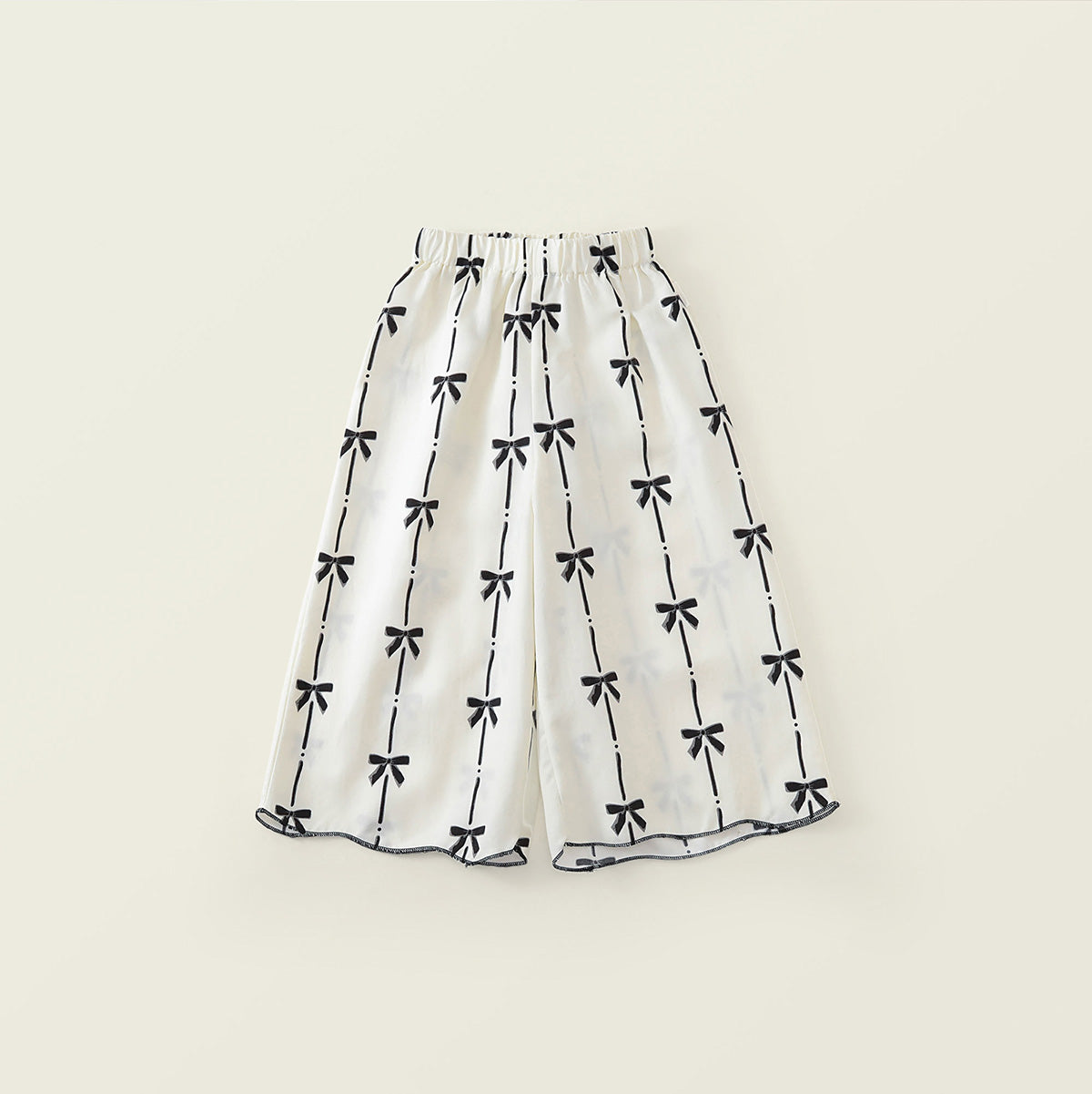 Girls' Bow Print Halter Top & Wide-Leg Pants Set -K6126324