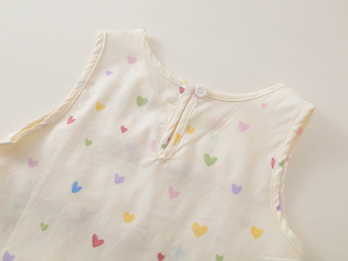 Girls' Heart Print Ruffle Top & Skirt Set-K6126287