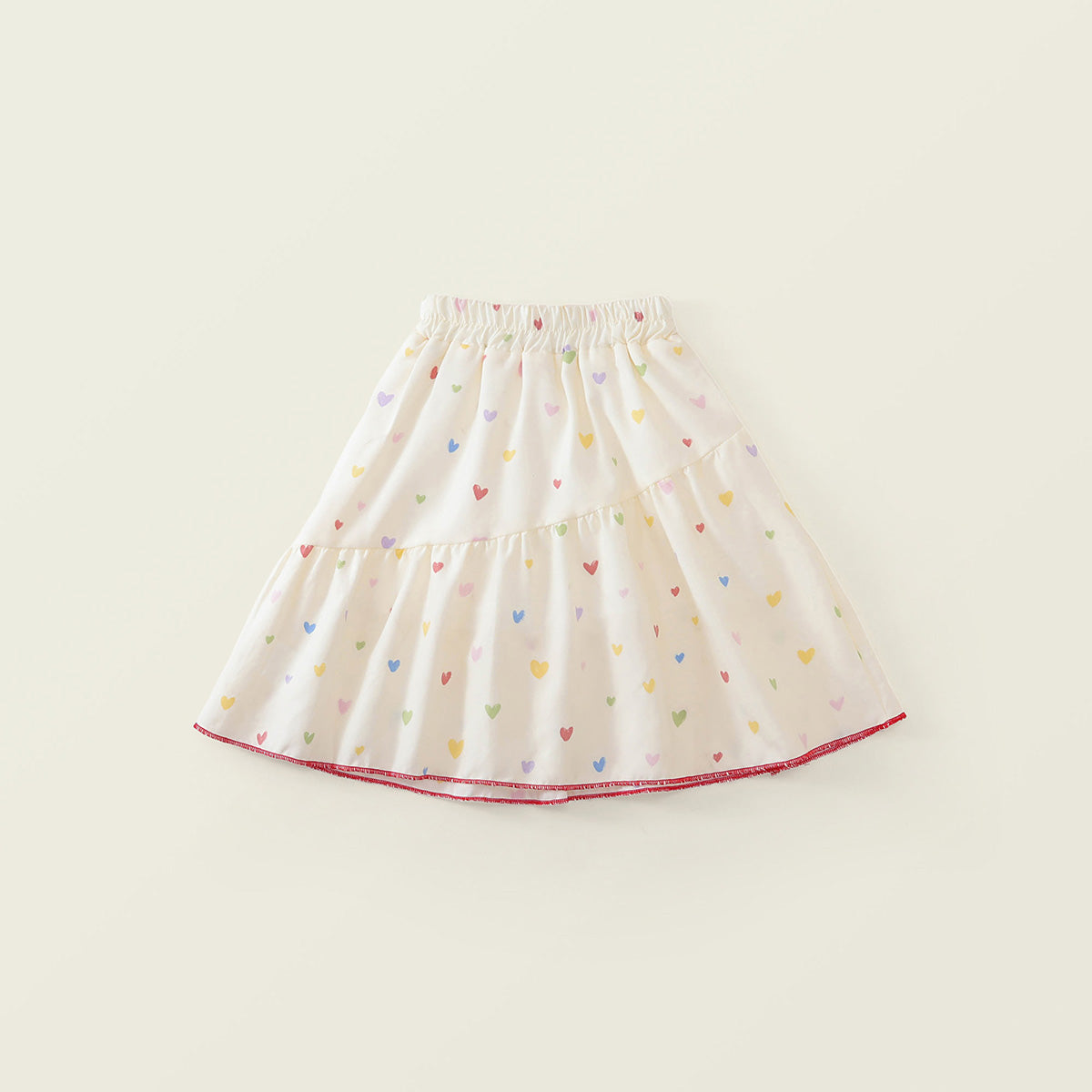 Girls' Heart Print Ruffle Top & Skirt Set-K6126287