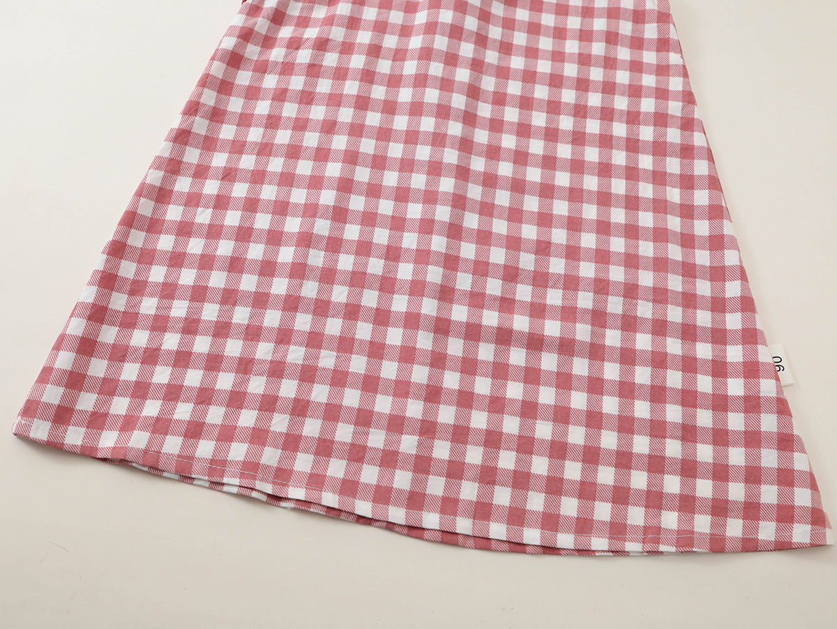 Girls' Floral & Gingham Cheongsam-Style Dress with Ruffled Sleeves - K6126311