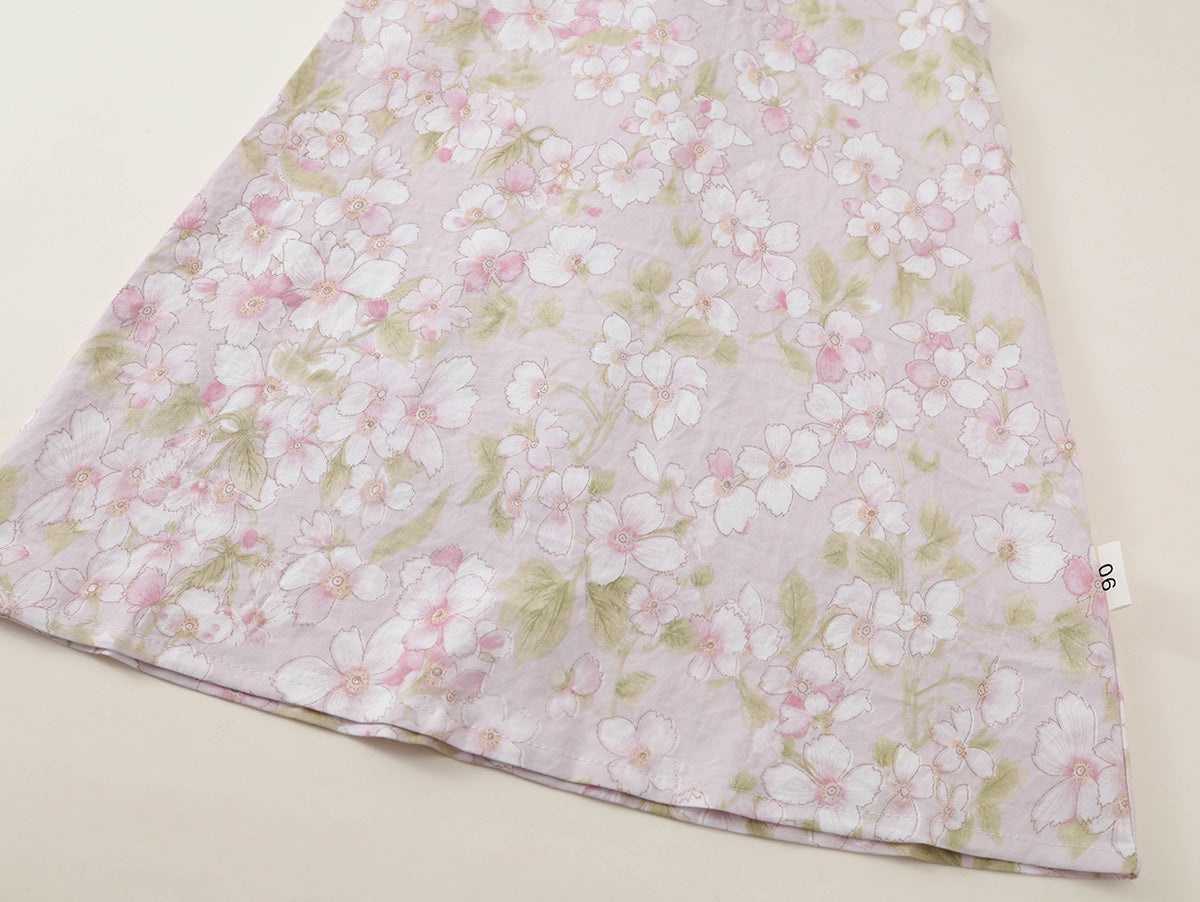 Girls' Floral & Gingham Cheongsam-Style Dress with Ruffled Sleeves - K6126311