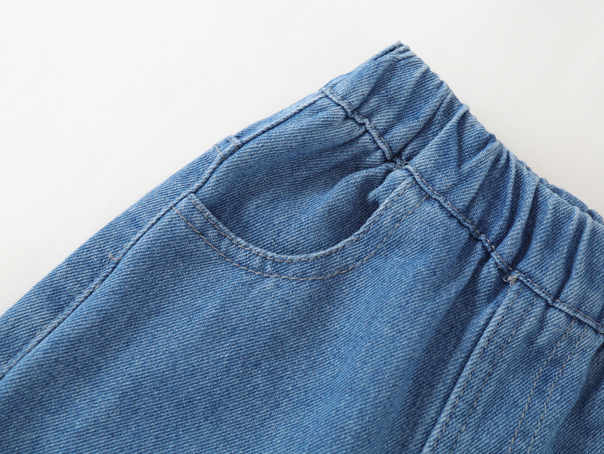 Happy Duck Embroidered Wide-Leg Denim Pants -K6115896