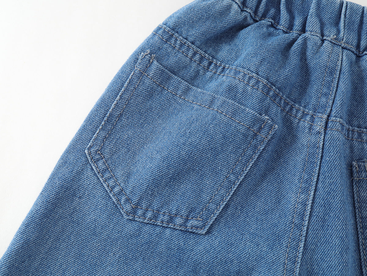 Happy Duck Embroidered Wide-Leg Denim Pants -K6115896