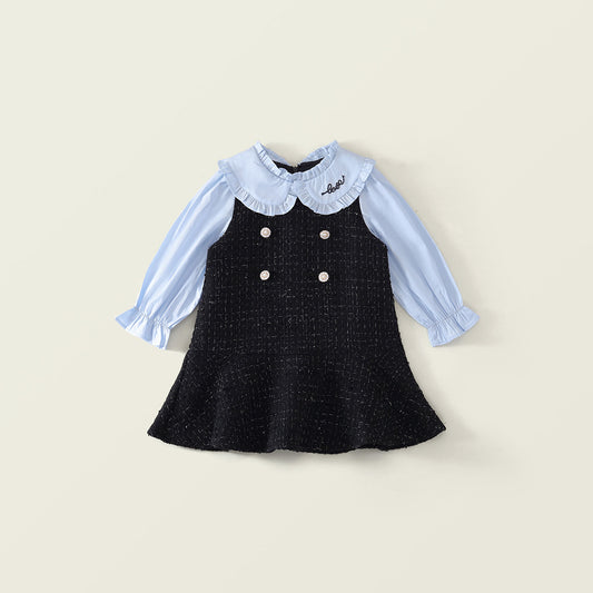 Toddler Girl’s Tweed Contrast Collar Dress -K6115921