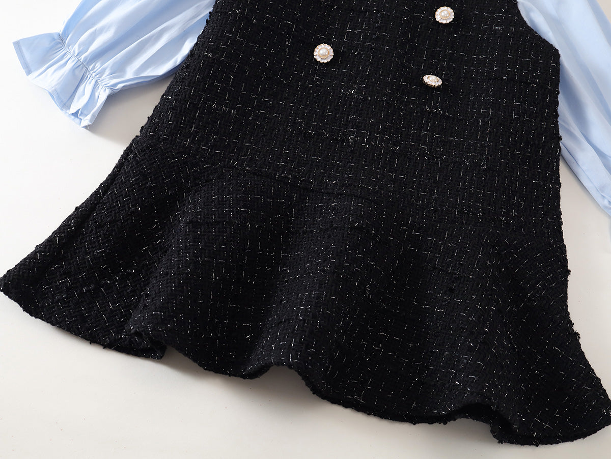 Toddler Girl’s Tweed Contrast Collar Dress -K6115921