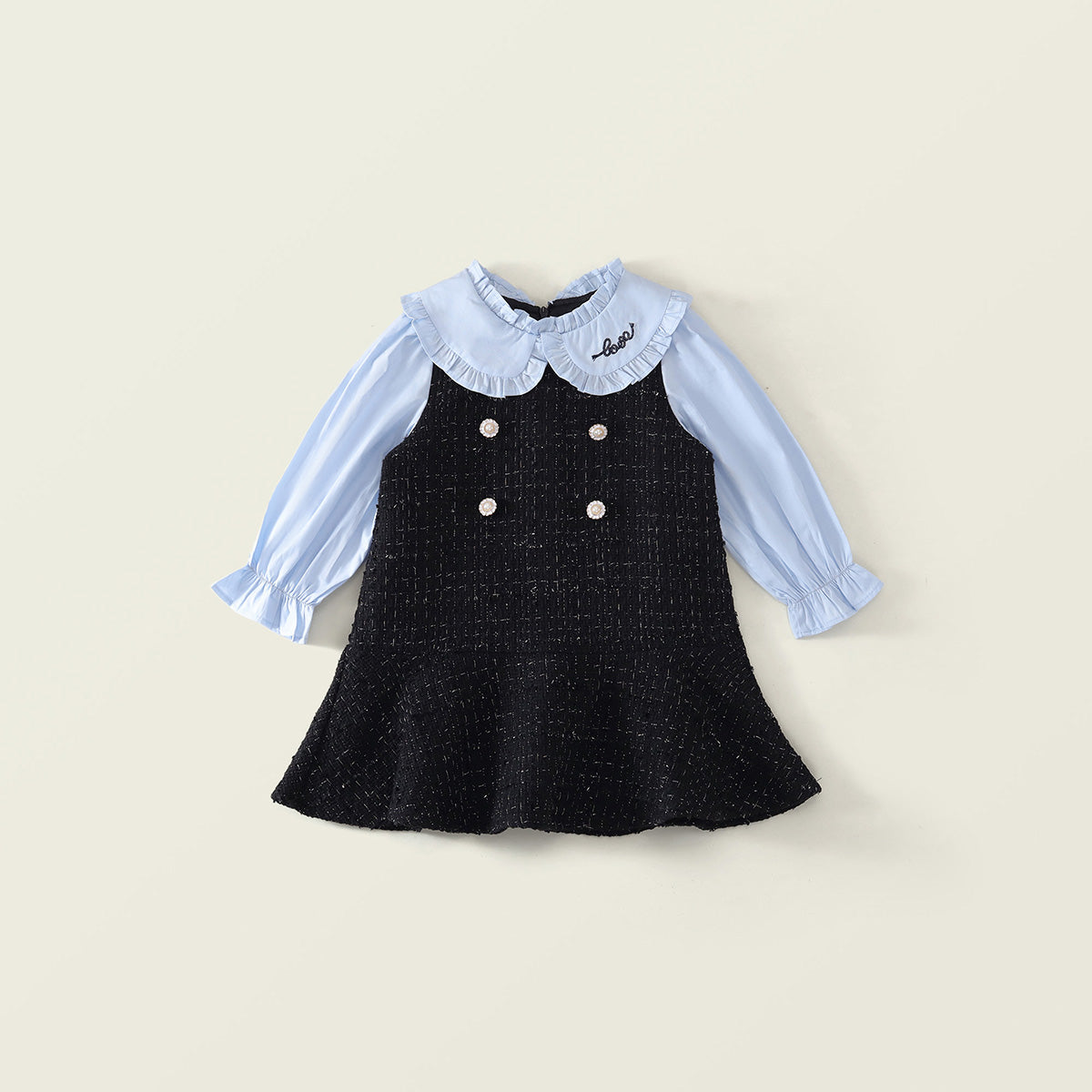 Toddler Girl’s Tweed Contrast Collar Dress -K6115921