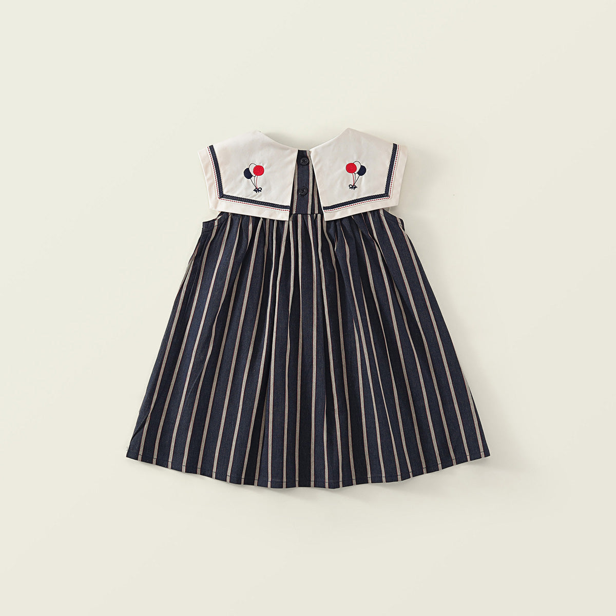 girl's embroidered vertical-striped sleeveless dress -K6125927