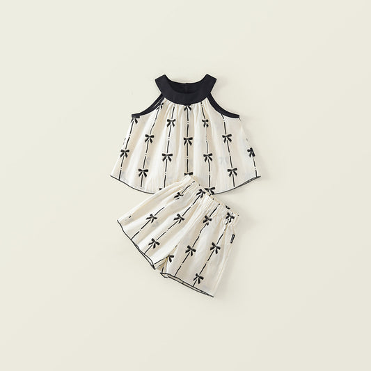 Girl's Striped Bowknot Pattern Set -K6125969