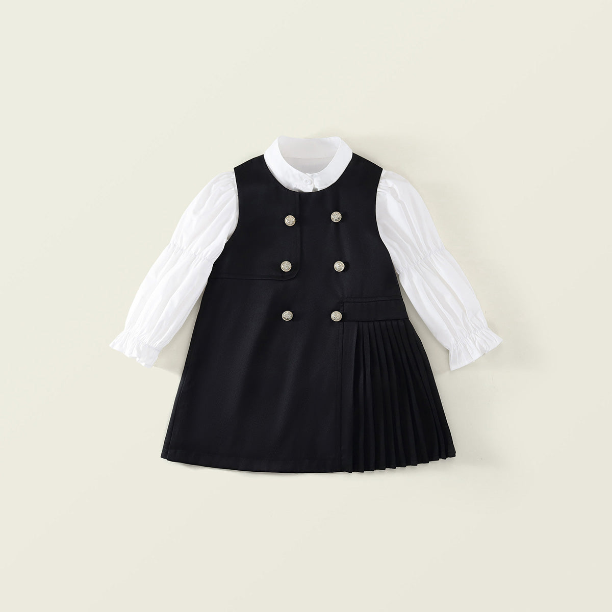 Toddler Girl’s Preppy Two-Piece Dress Set-K6115987/K6115994