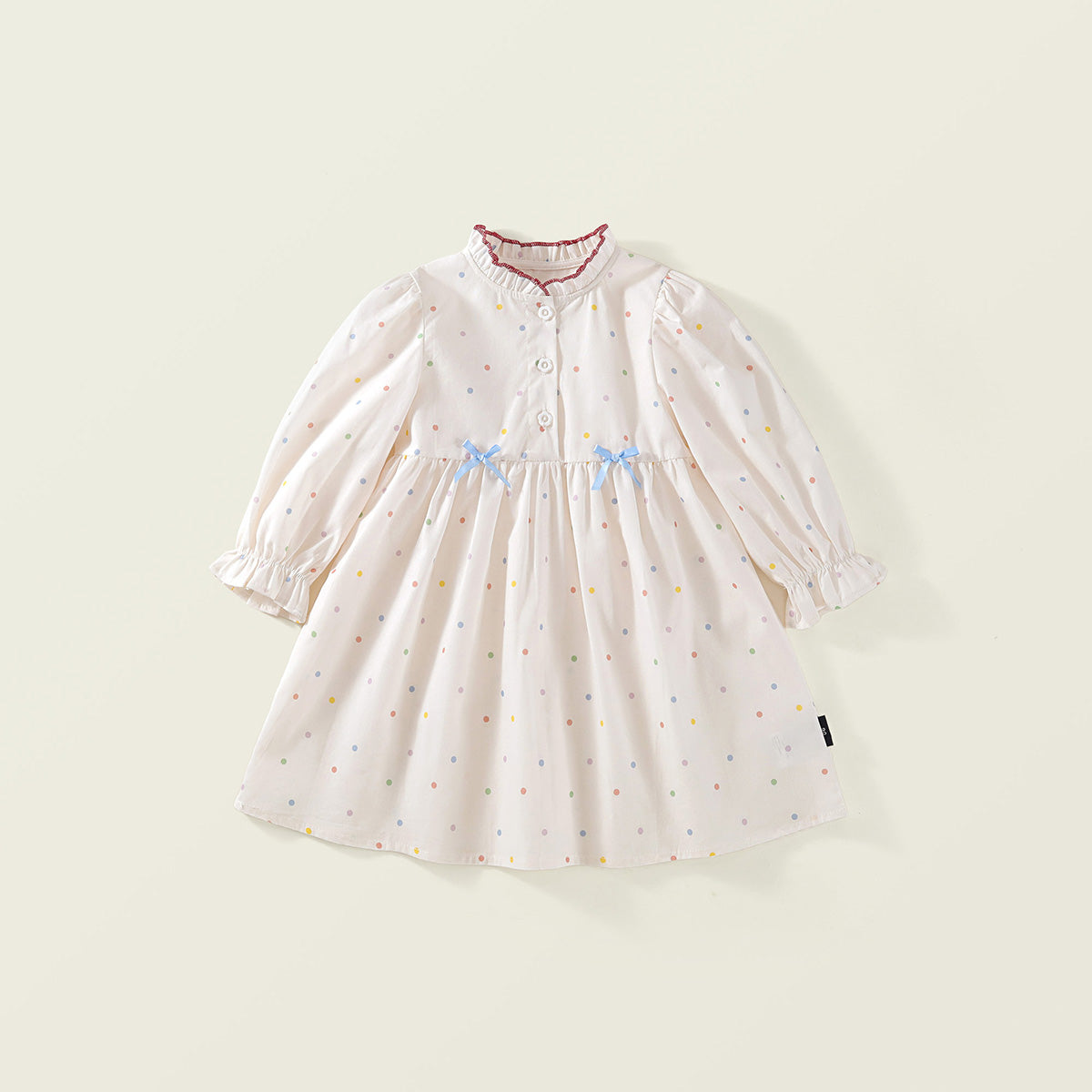 Toddler Girl’s Rainbow Dot Ruffle Collar Dress - K6115974