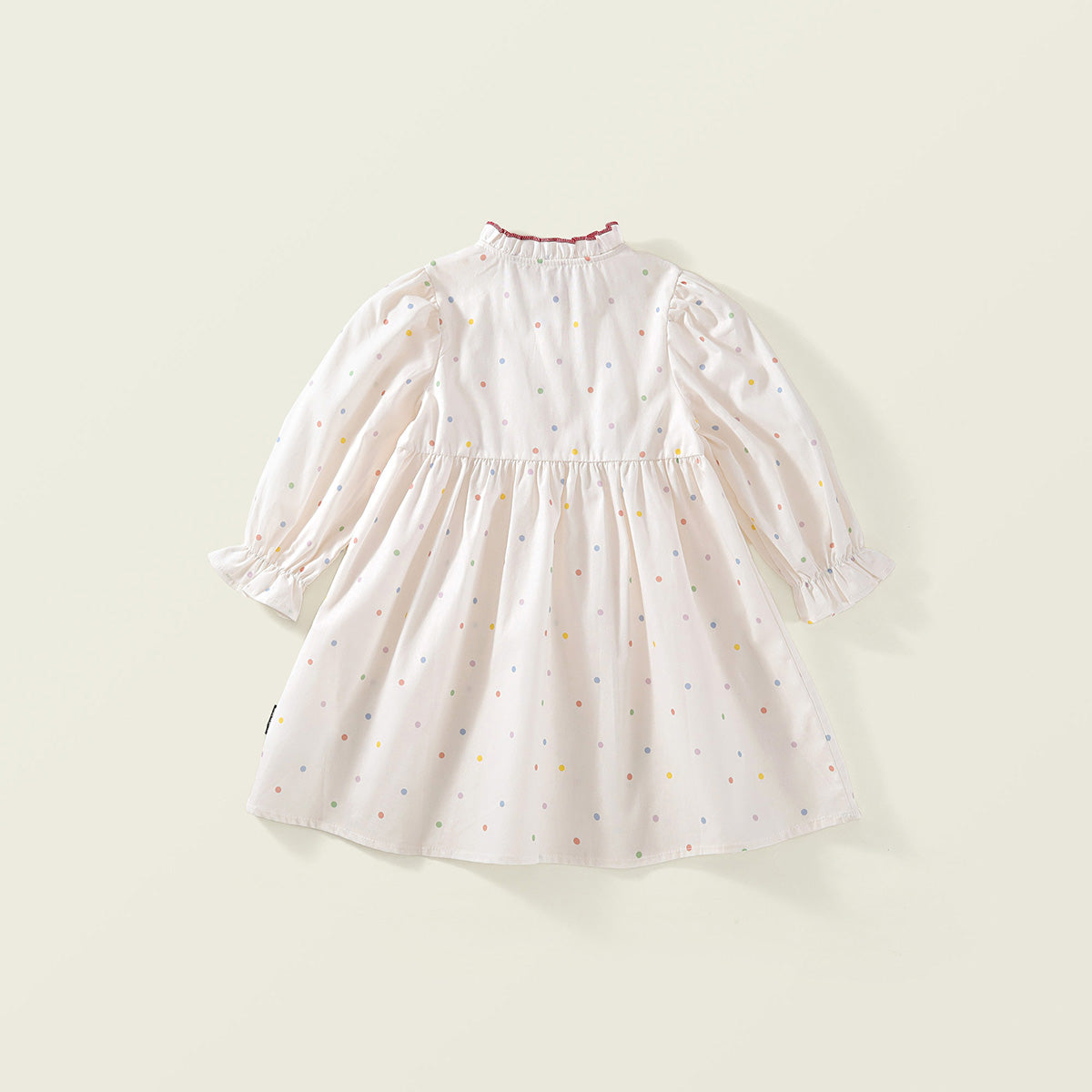 Toddler Girl’s Rainbow Dot Ruffle Collar Dress - K6115974