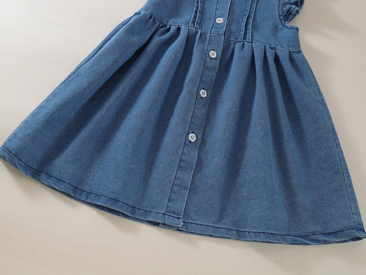 Girl's Ruffled Denim Dress -K6125979