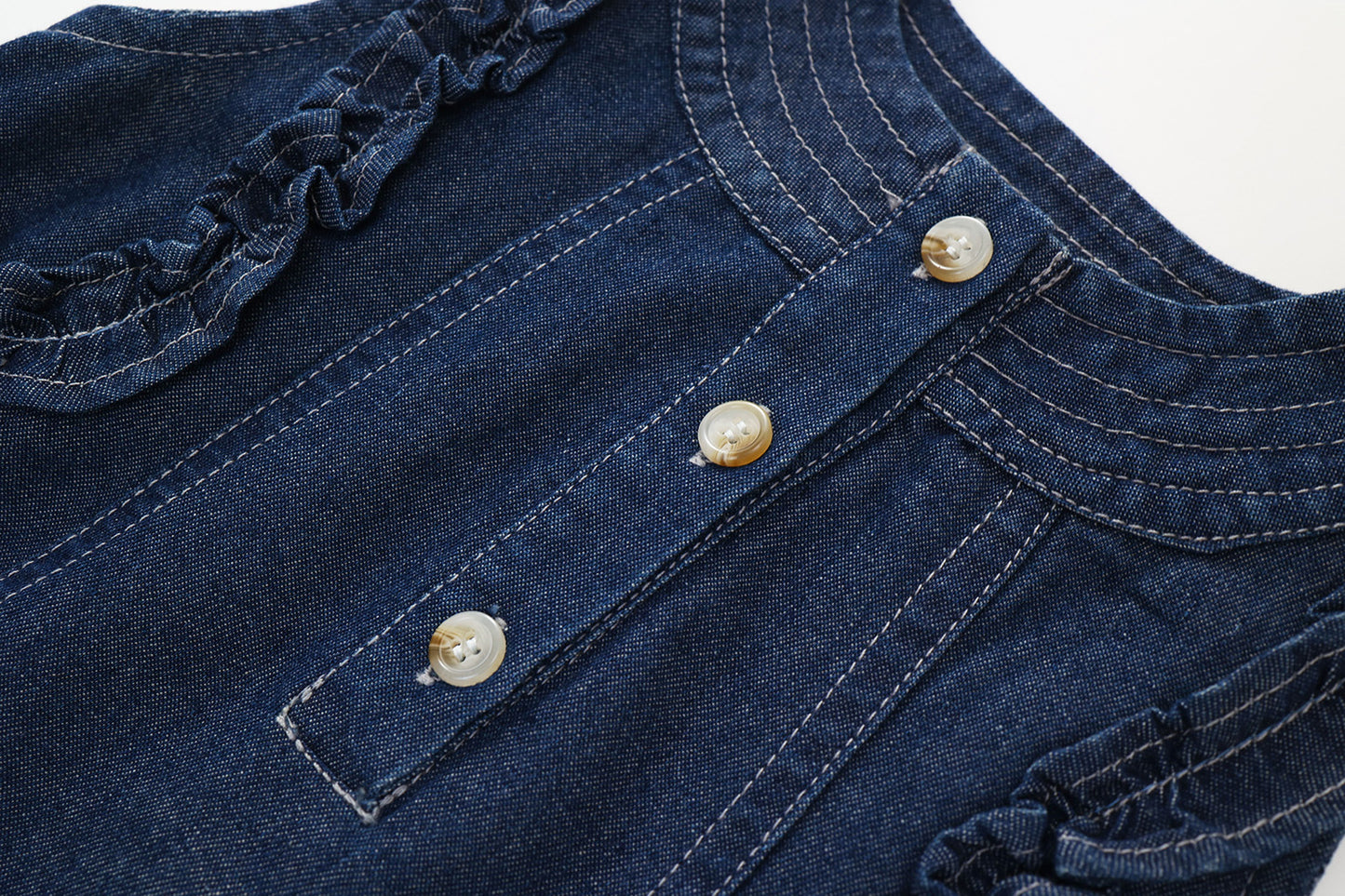 Girls' Summer Denim Ruffle Dress