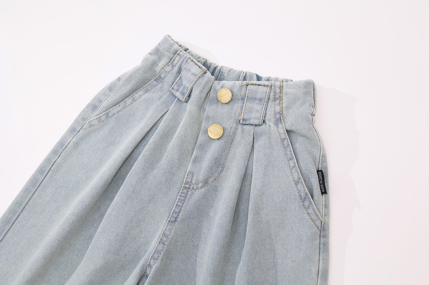 Girls' High-Waisted Wide-Leg Jeans