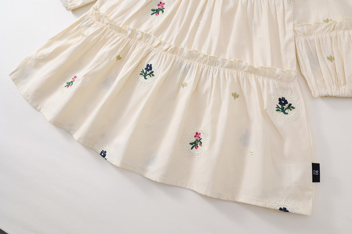 Girls Embroidered Cotton Princess Dress