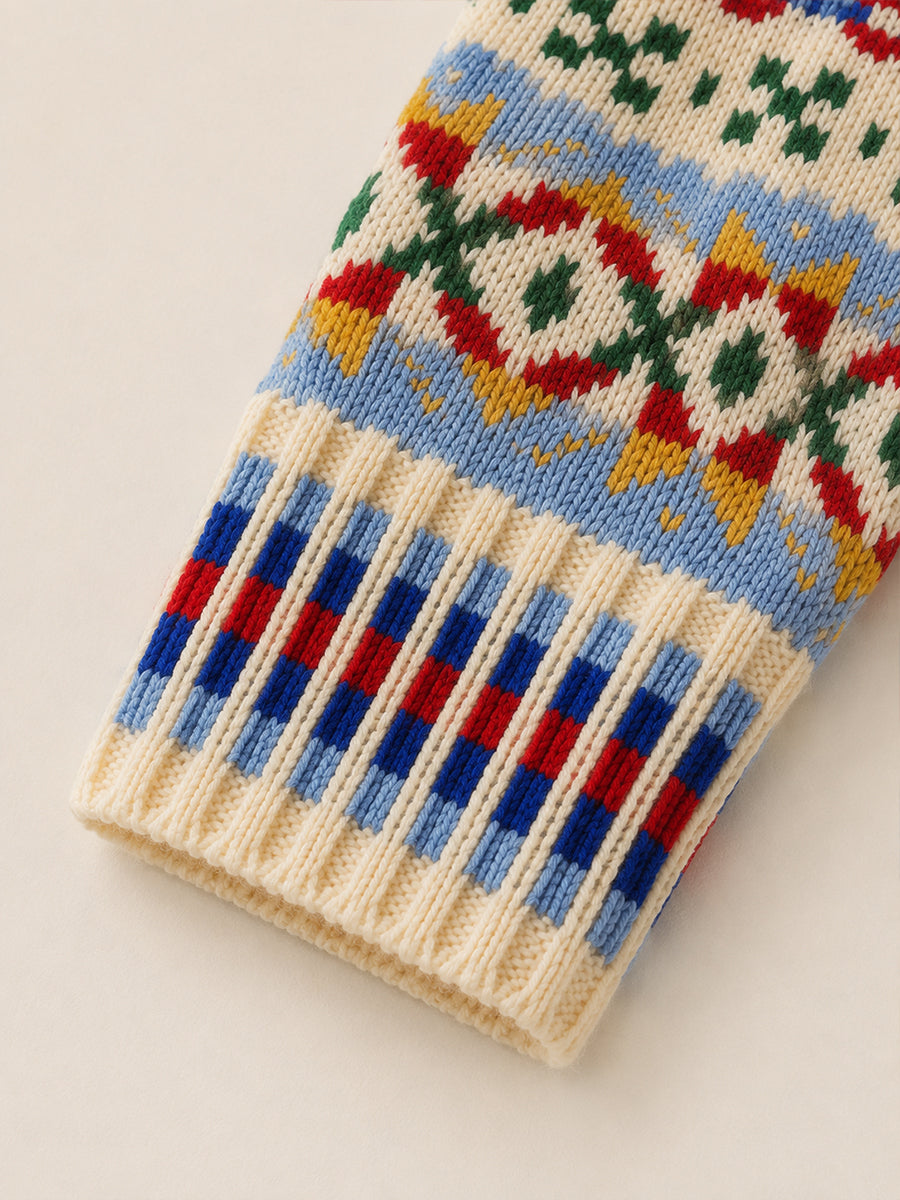 Girls' Colorful Fair Isle Knit Cardigan -5411