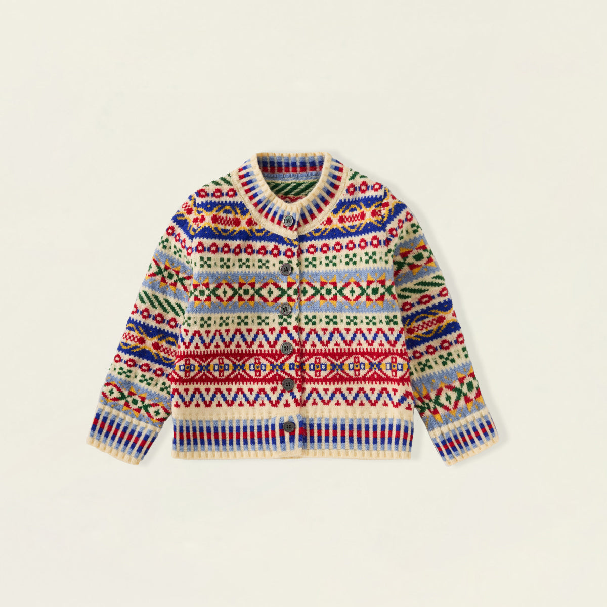 Girls' Colorful Fair Isle Knit Cardigan -5411