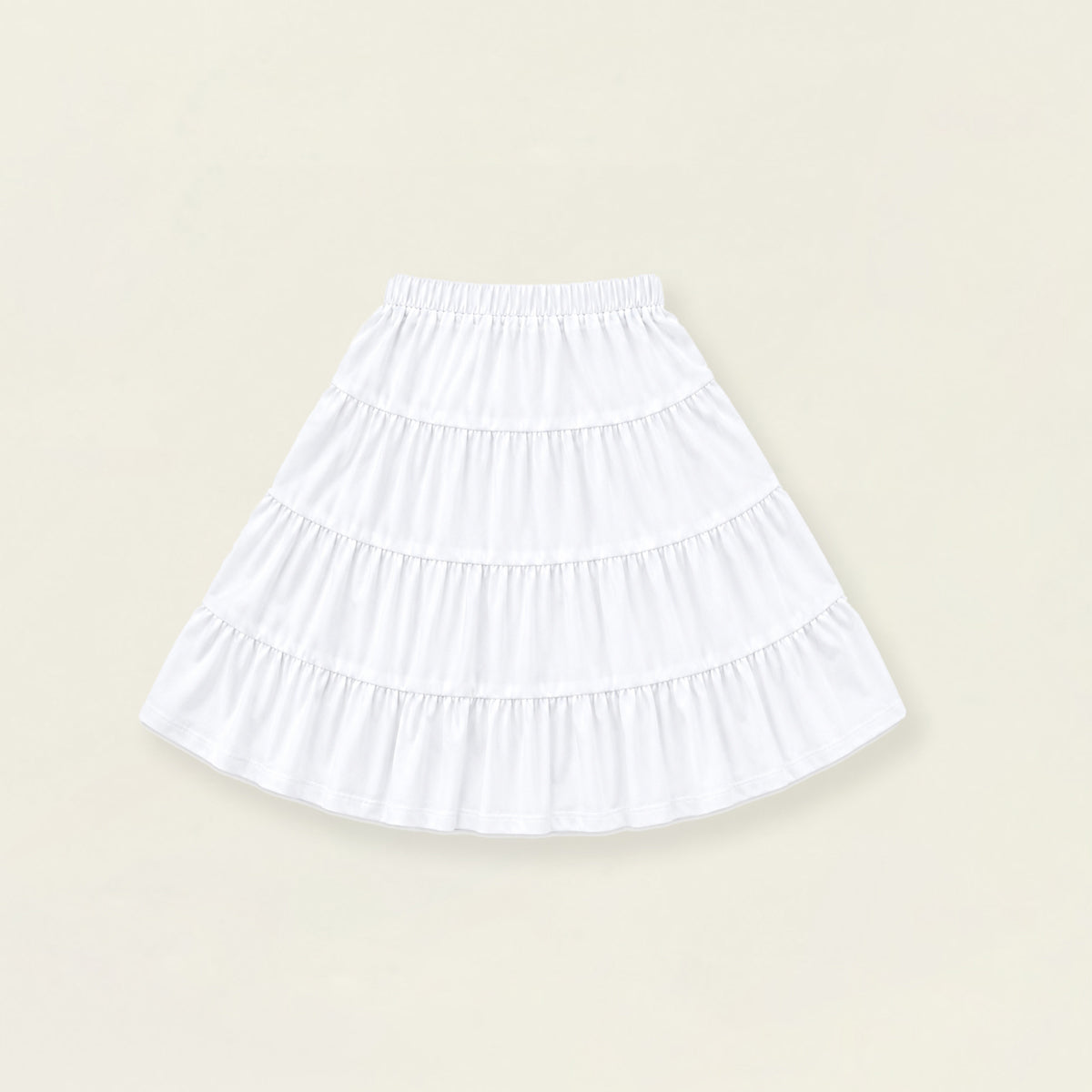 Girls' White Tiered Bow Skirt with Elastic Waist - K6126334