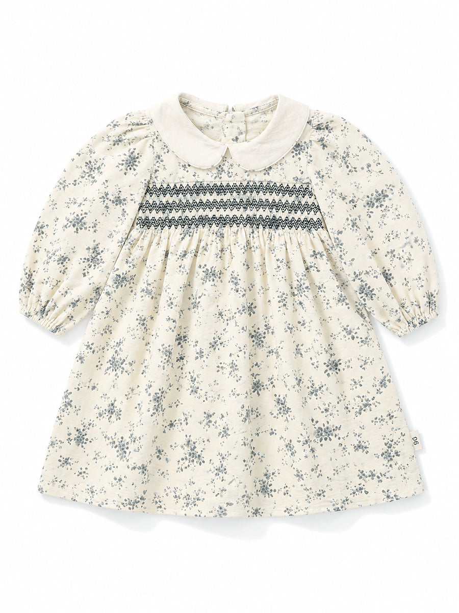 Girls' Floral Smocked Long-Sleeve Dress -K6136268
