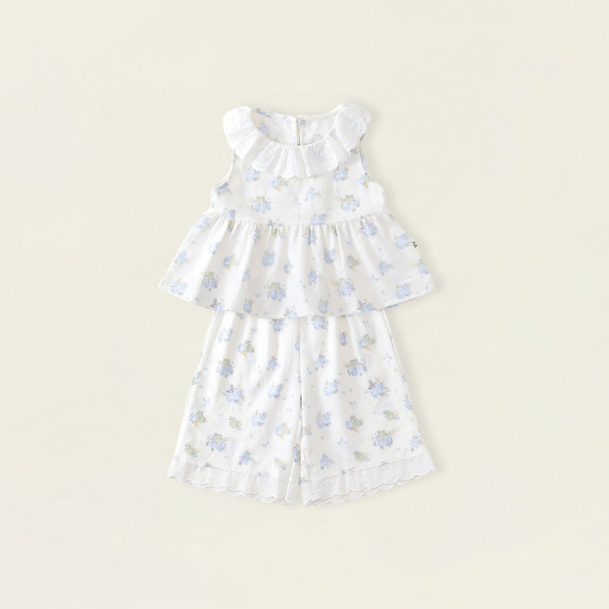 Girls' Floral Ruffled-Neck Sleeveless Top & Shorts Set(3 Colors) - K6126230
