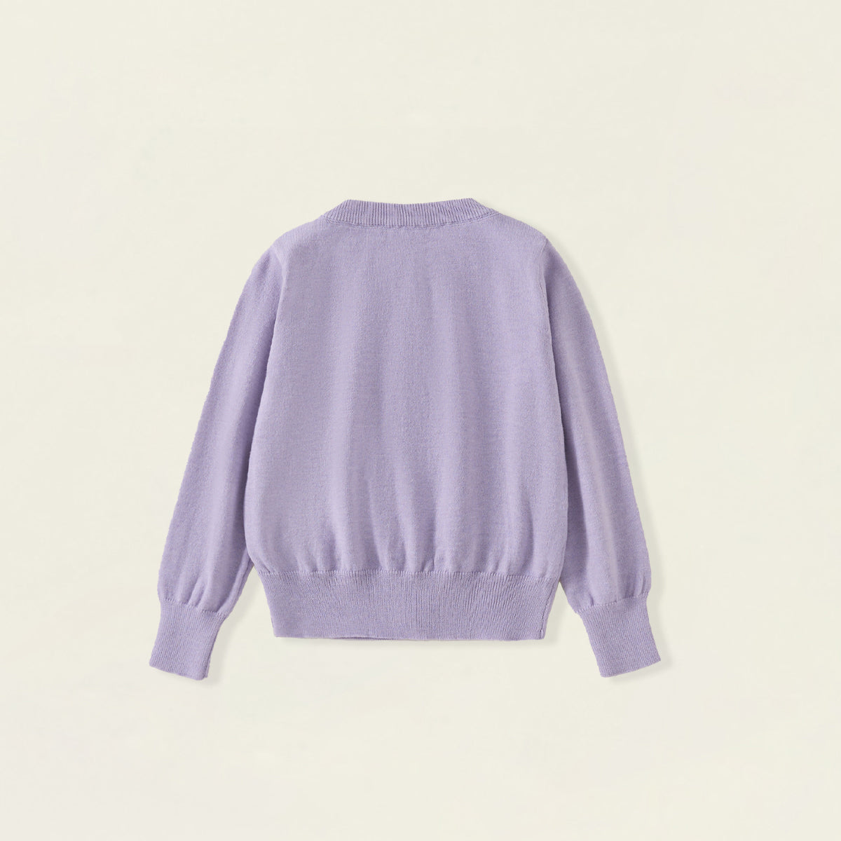 Girls' Lavender Bow Appliqué Knit Cardigan -6627