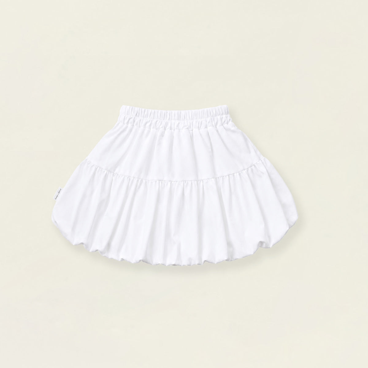 Girls' White Ruffled Bow Skirt with Elastic Waist - K6126349