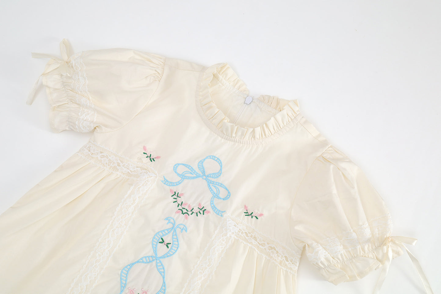 Girls Bow Lace Embroidered Princess Dress