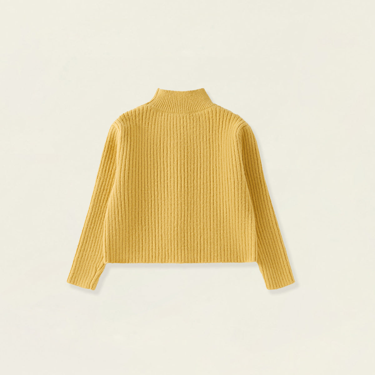 Girls' Mustard Ribbed Cardigan with Rainbow Buttons -5255