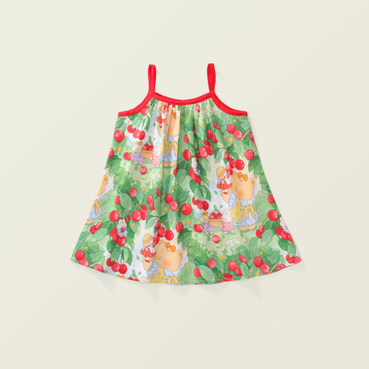 Girls' Sweet Rabbit Print Sleeveless Sundress