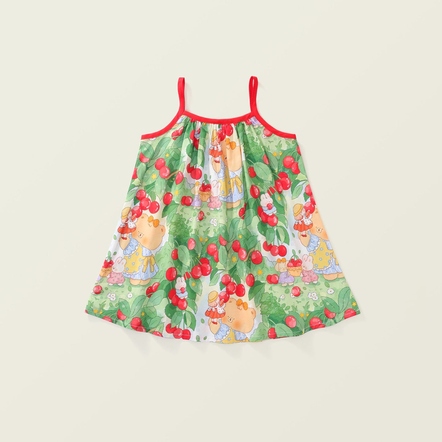 Girls' Sweet Rabbit Print Sleeveless Sundress