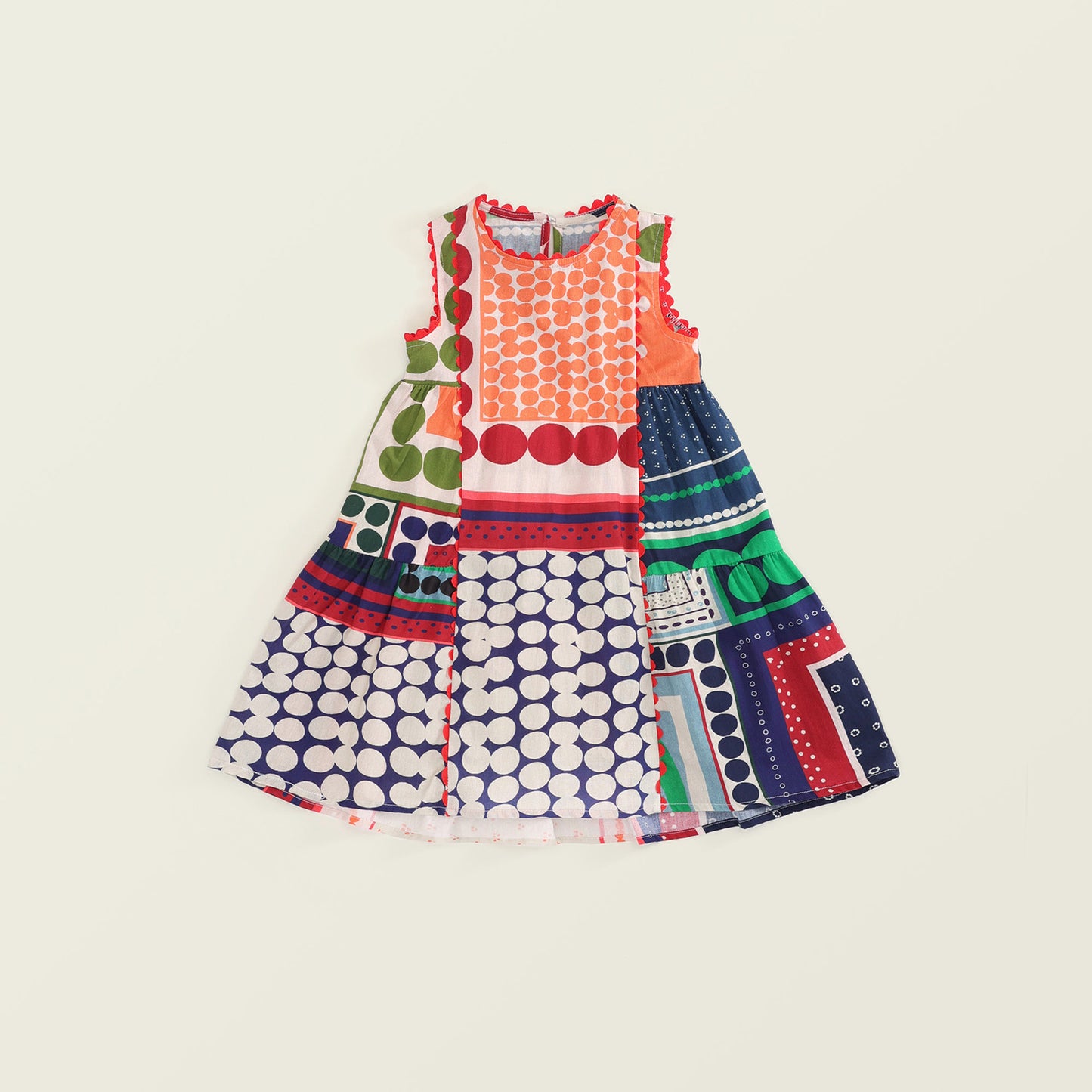 Ethnic Sleeveless Patchwork Dress for Girls