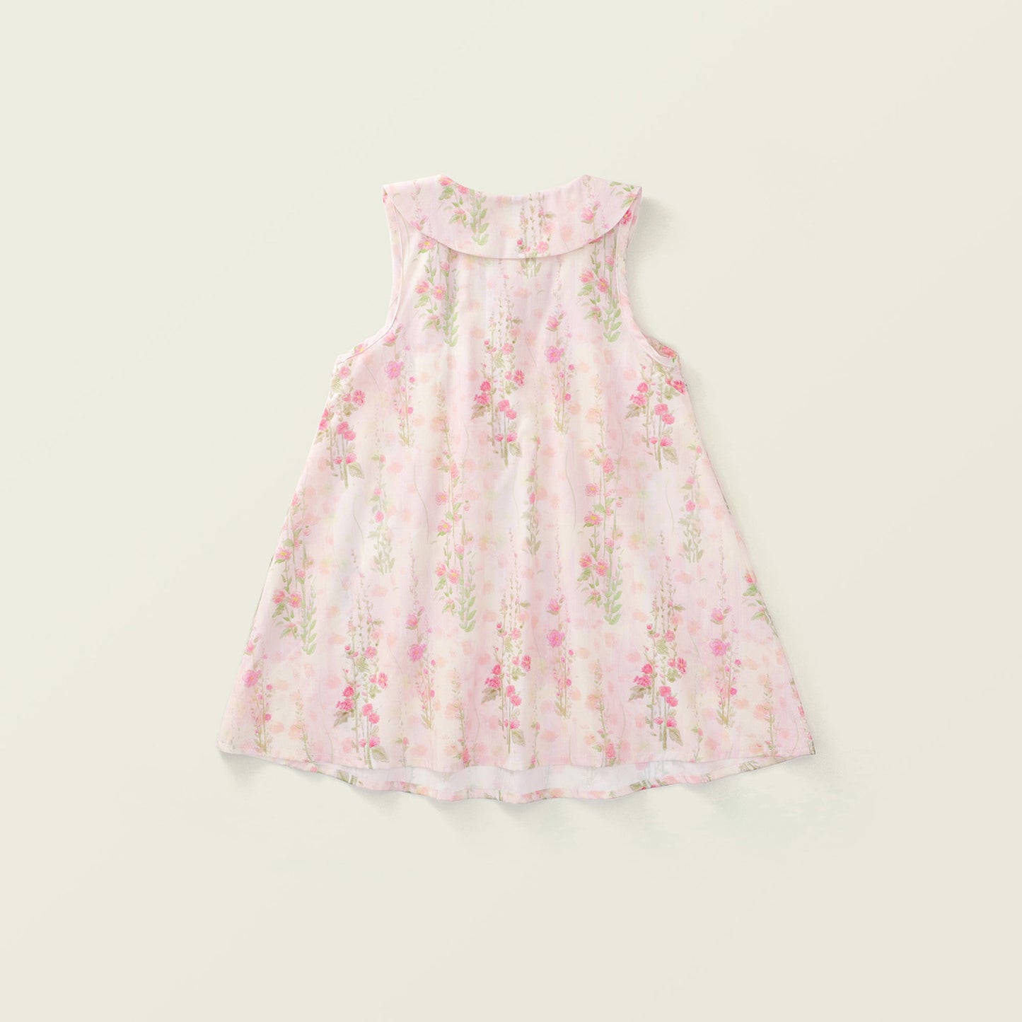 Girls' Summer Floral Princess Dress with Doll Collar