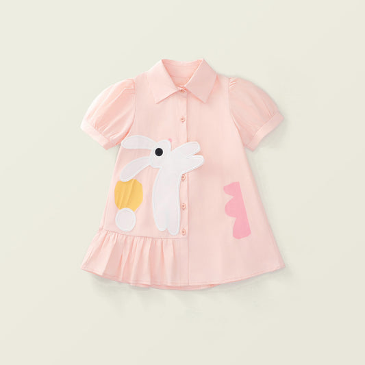 Girl's Adorable Bunny Patch Dress