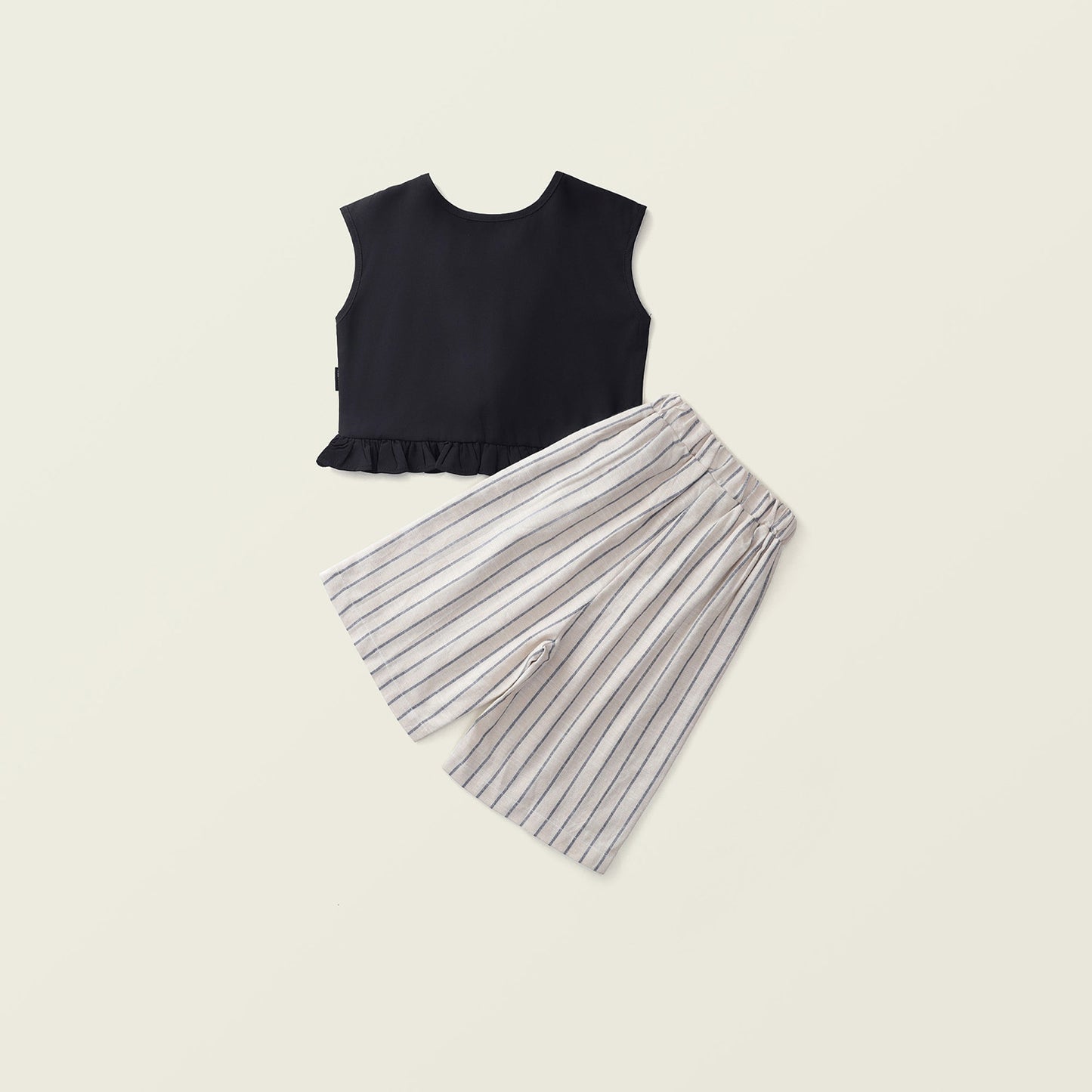 Girls Sleeveless Top and Striped Wide-Leg Pants Set