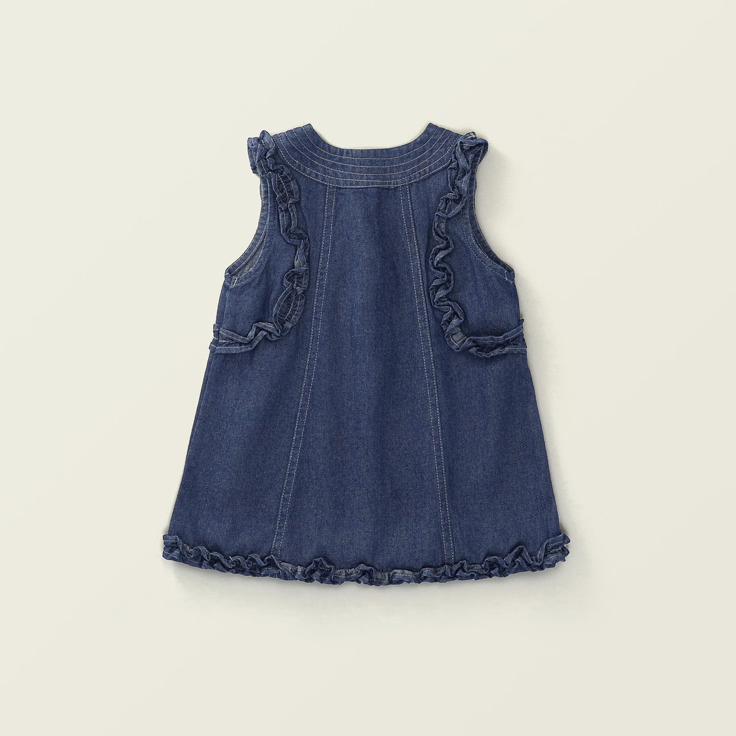 Girls' Summer Denim Ruffle Dress