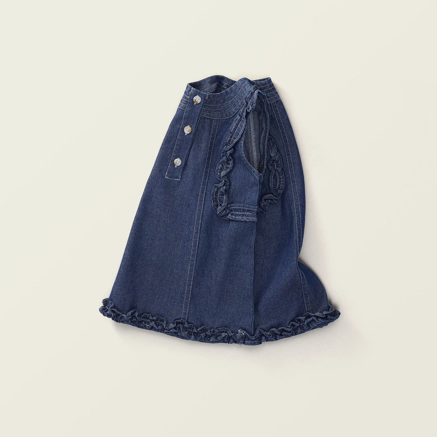 Girls' Summer Denim Ruffle Dress