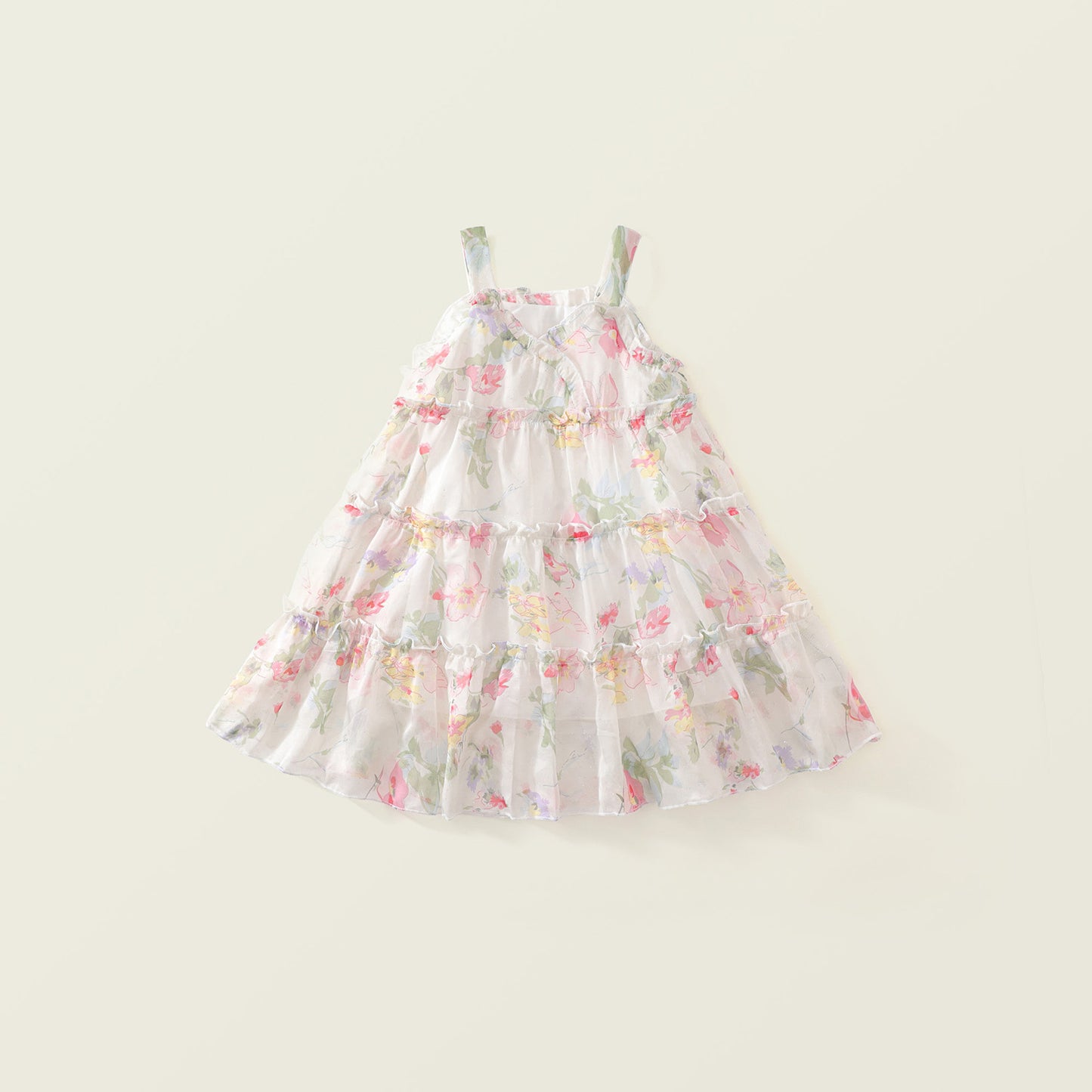 Sweet Floral Mesh Princess Dress