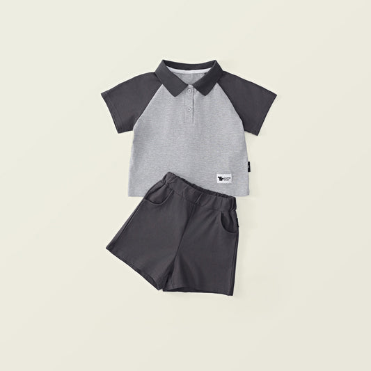 Girls Summer Outfit - Academy Style Short Sleeve Two-Piece Set for Kids