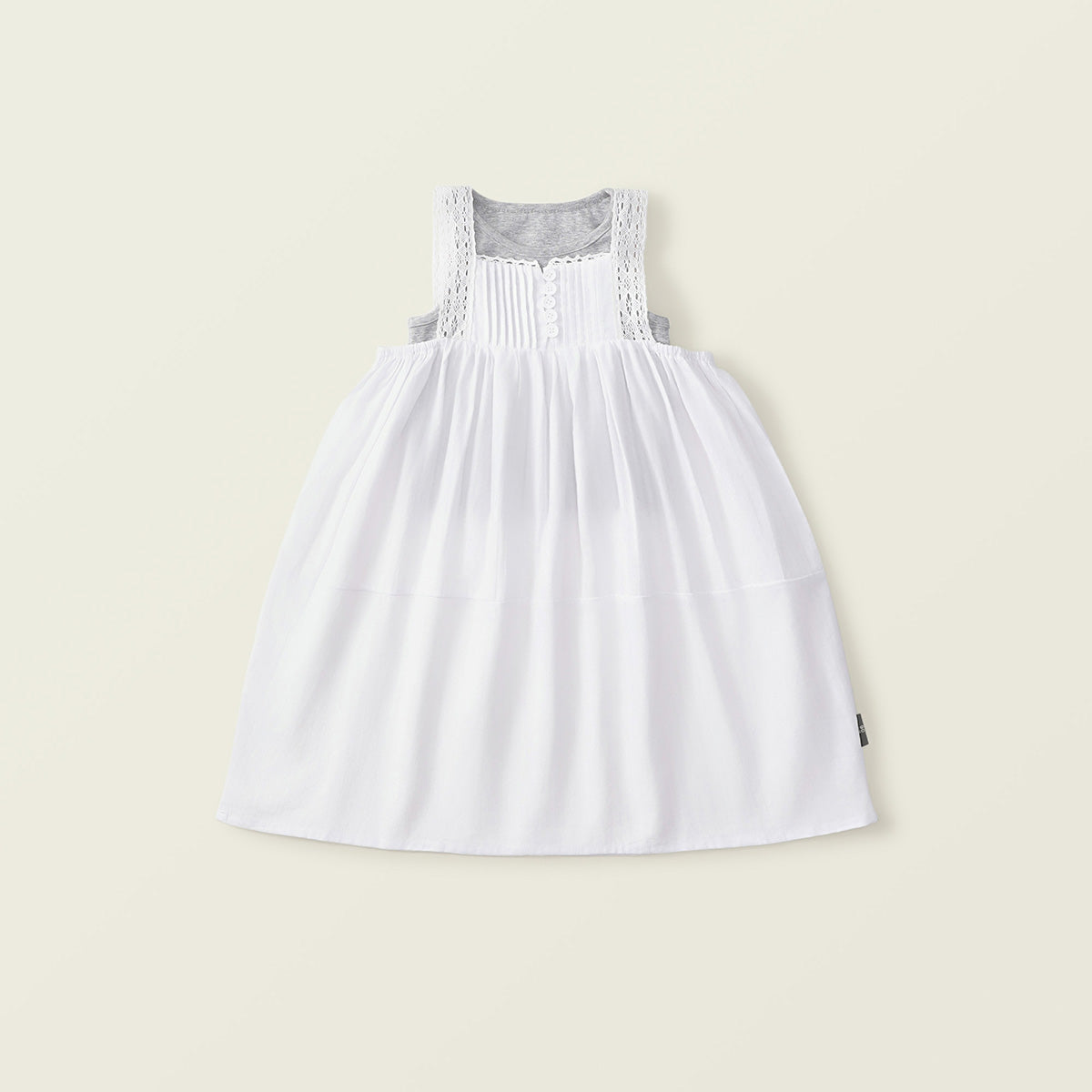 Girls' Summer Lace-Trim Sleeveless Dress Two-Piece Set