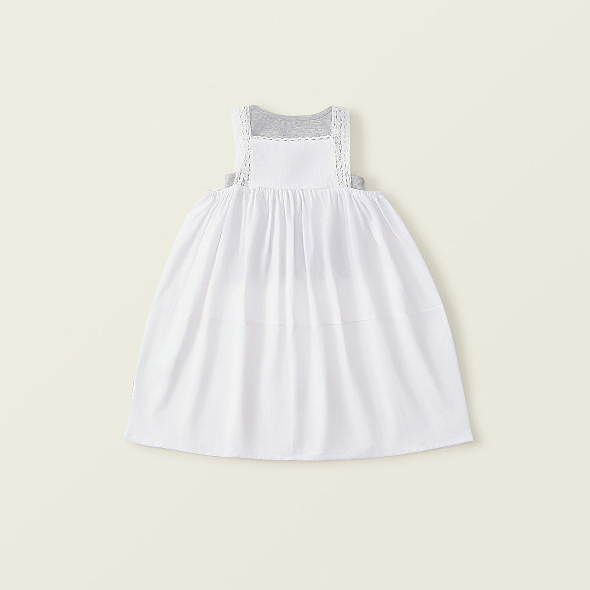 Girls' Summer Lace-Trim Sleeveless Dress Two-Piece Set