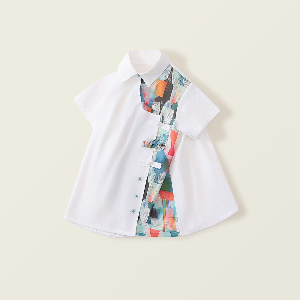 Girls Summer Fashion Mandarin Collar Dress